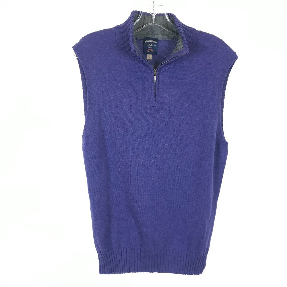 NWOT Size Medium or Large Bills Khakis Purple Quarter Zip Sleeveless Sweater NEW